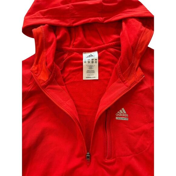 Adidas Climalite Long Sleeve Athletic Women's Hooded 1/4 Zip Jacket Size L - Picture 2 of 7